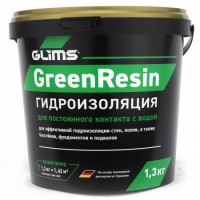 Гидроизоляция эластичная GLIMS®GreenResin на водной основе 1,3 кг