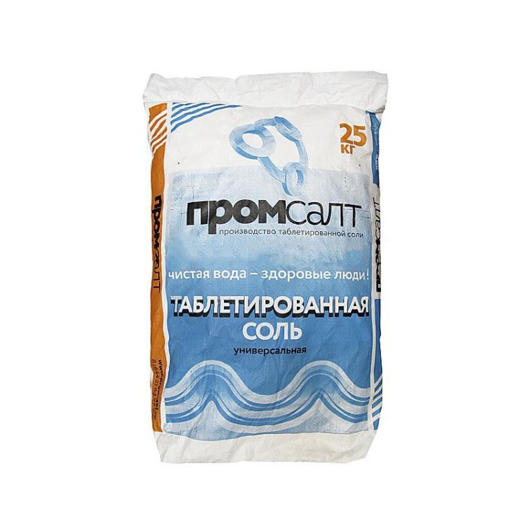 Соль таблетированная NaCl для фильтра системы очистки воды Промсалт (25 кг)