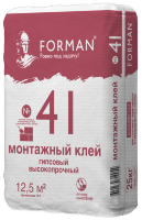 FORMAN 41 Монтажный гипсовый клей высокопрочный для гипсовых перегородок и листов