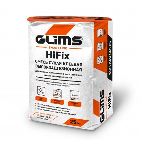 Плиточный клей GLIMS®HiFix экстра-сильной фиксации на белом цементе 25 кг