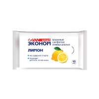 Салфетки влажные ЭКОНОМ лимон (15 шт)